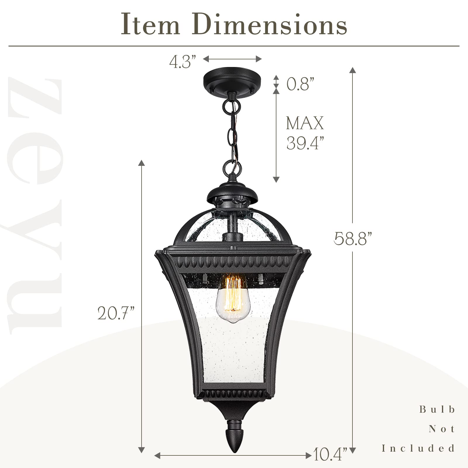 zeyu 21-Inch Farmhouse Outdoor Pendant Light for Porch